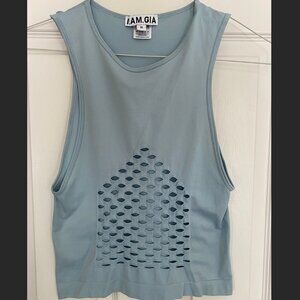 I.AM.GIA sleeveless light blue tank with cutout pattern size small